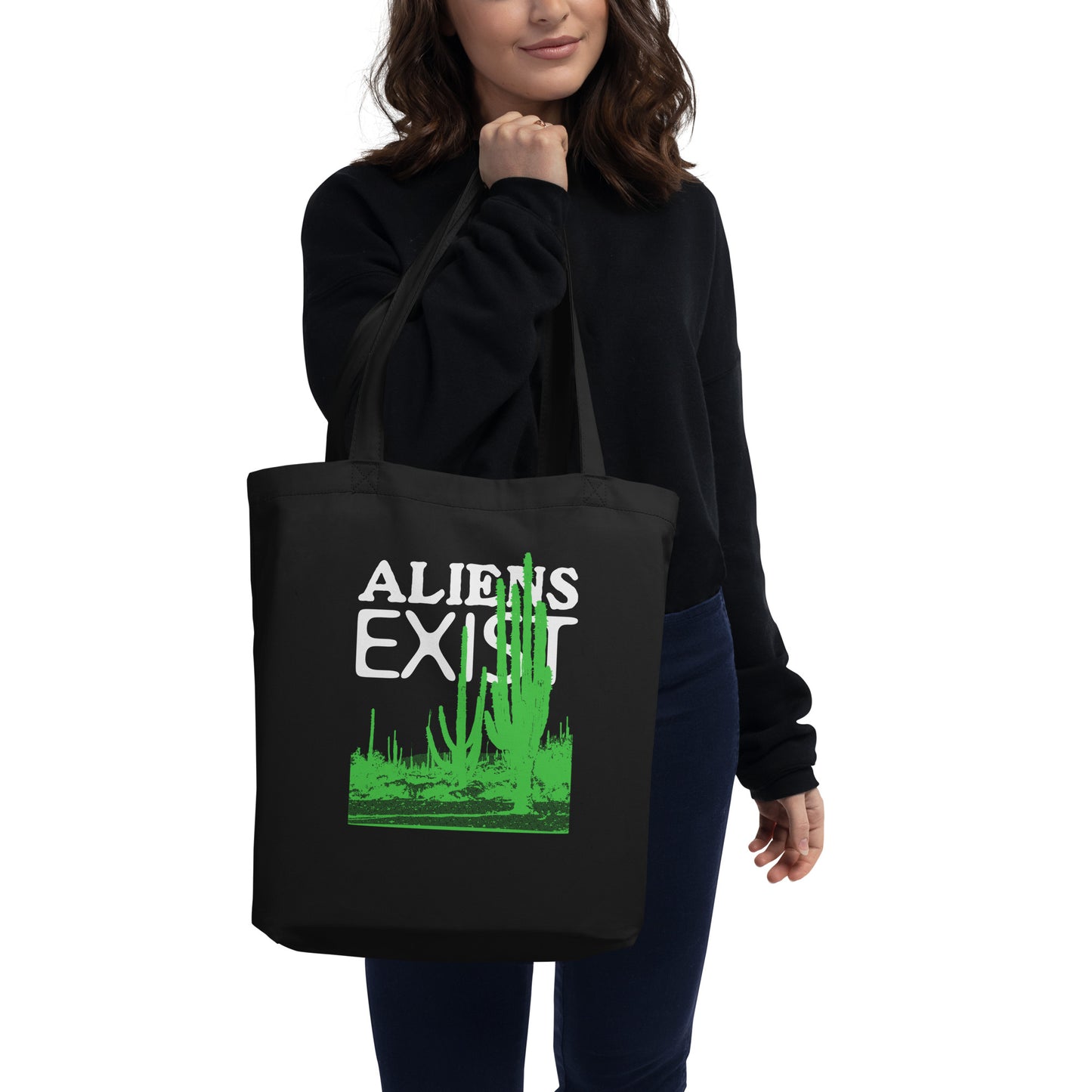 Aliens Exist Black Eco Tote